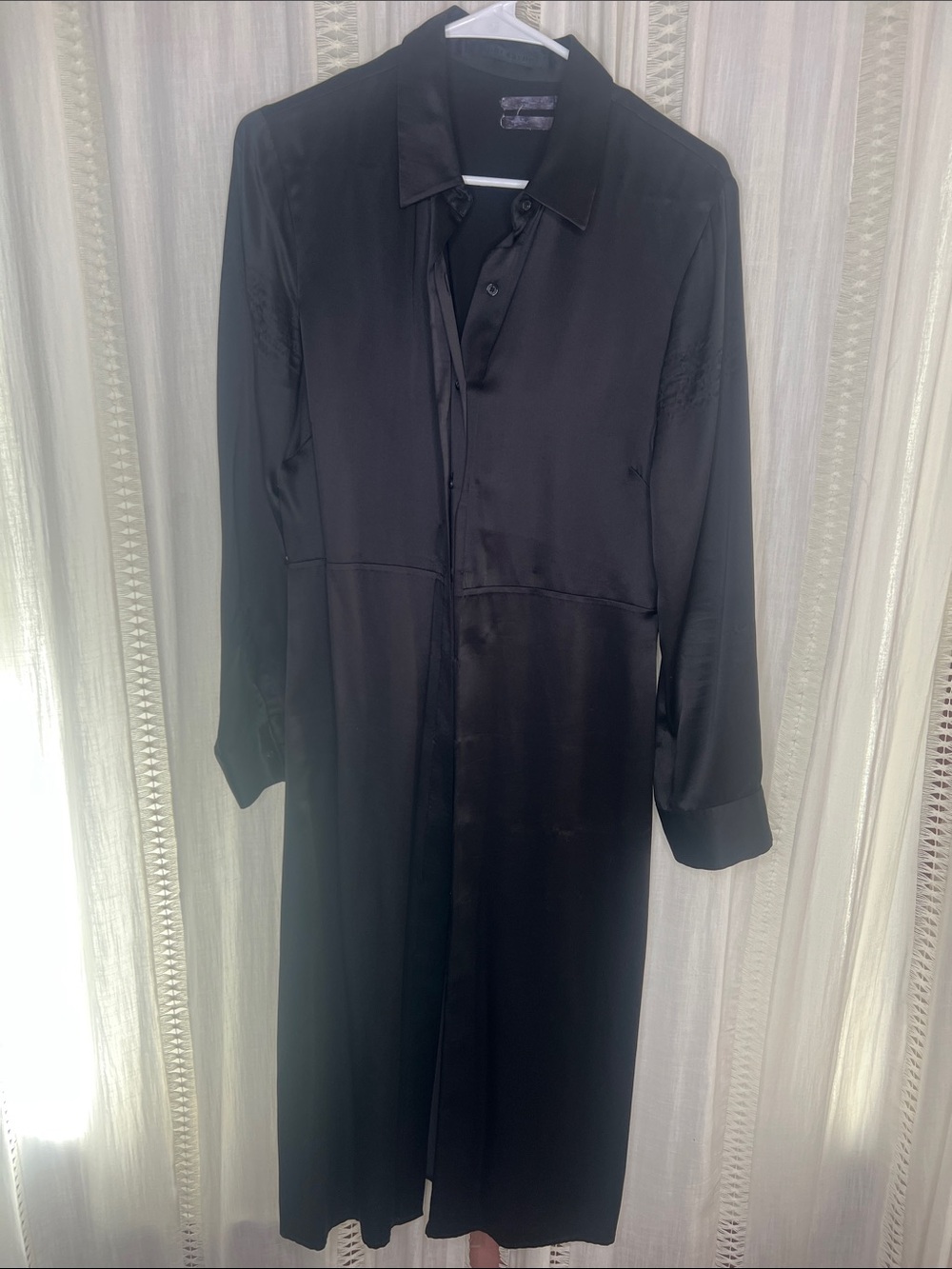 Jenni Kayne Black Long Sleeve Satin Dress